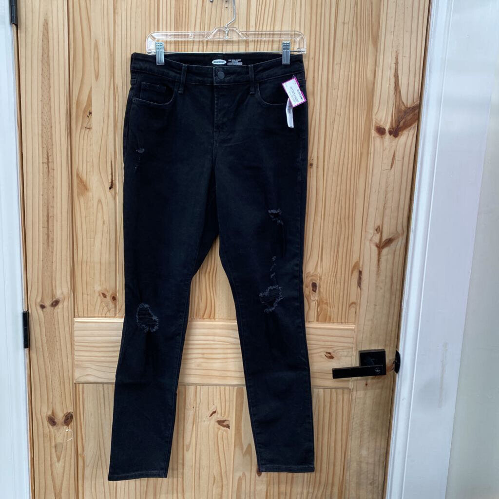 WOMENS OLD NAVY BLK DENIM DIST. JEANS 6 NWT