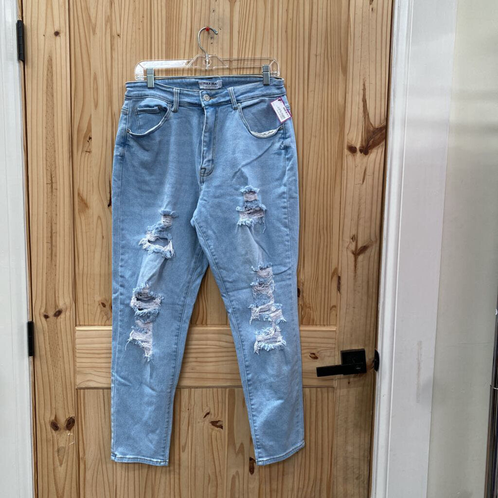 WOMENS WAX JEANS LT DENIM DIST. JEANS 14