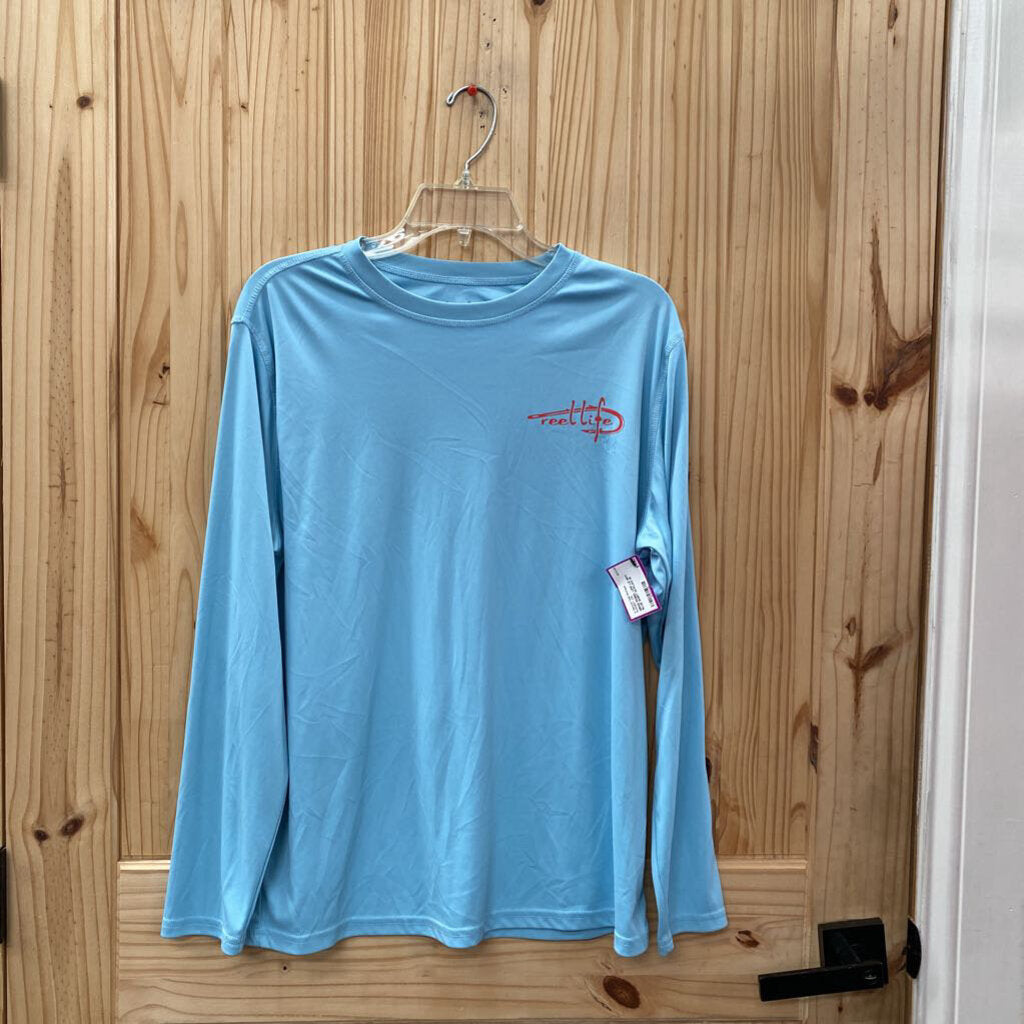 MENS REBEL LIFE LS SKY BLUE SHIRT W/FLAG M