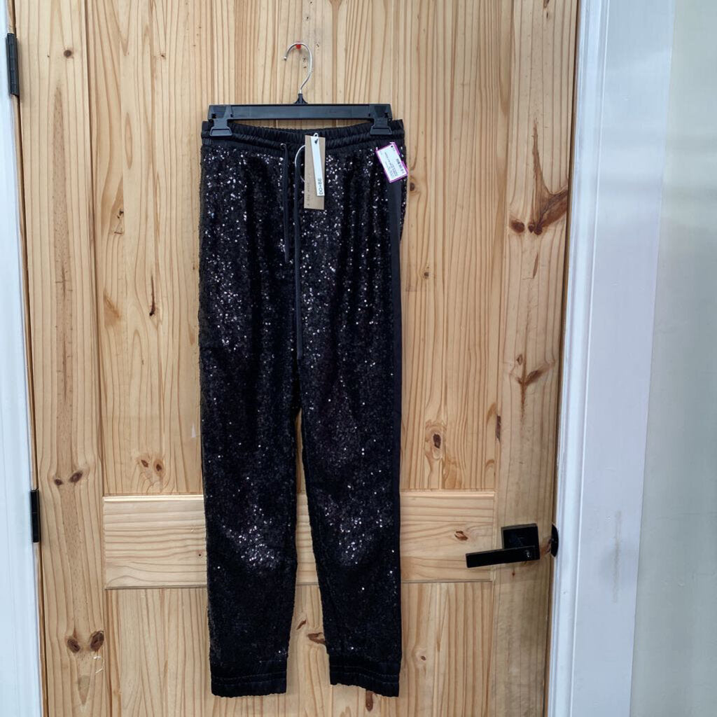WOMENS DO+BE BLK SEQUIN PANTS M NWT