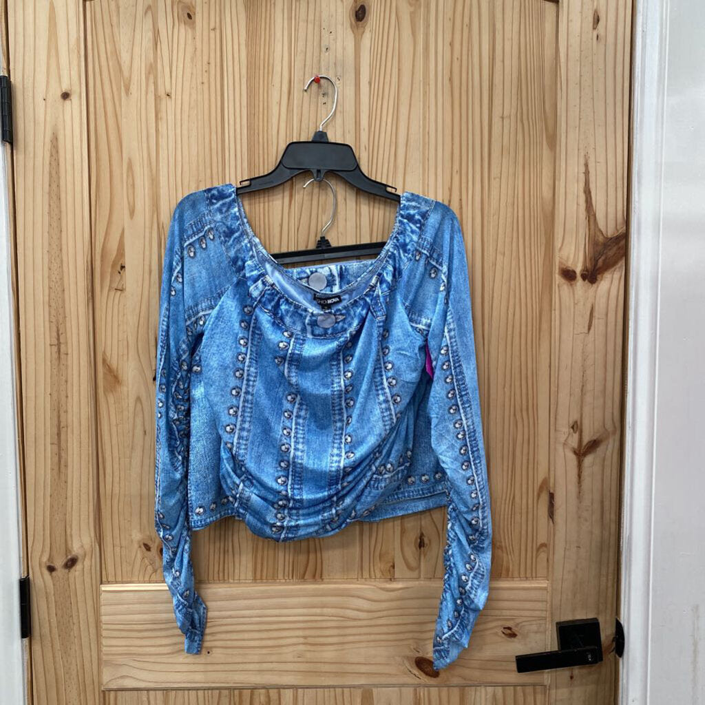 WOMENS FASHIONNOVA 2PC SET DENIM LOOK 1X NWT