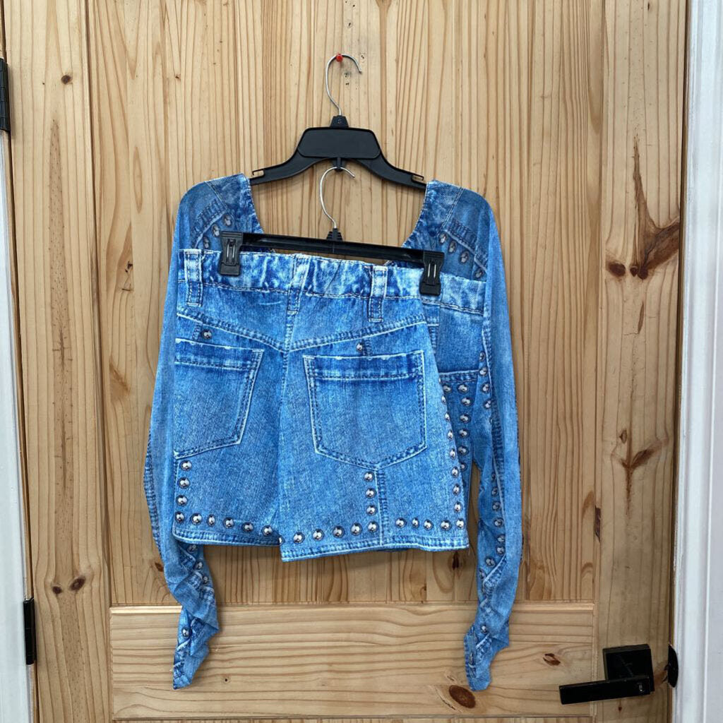 WOMENS FASHIONNOVA 2PC SET DENIM LOOK 1X NWT
