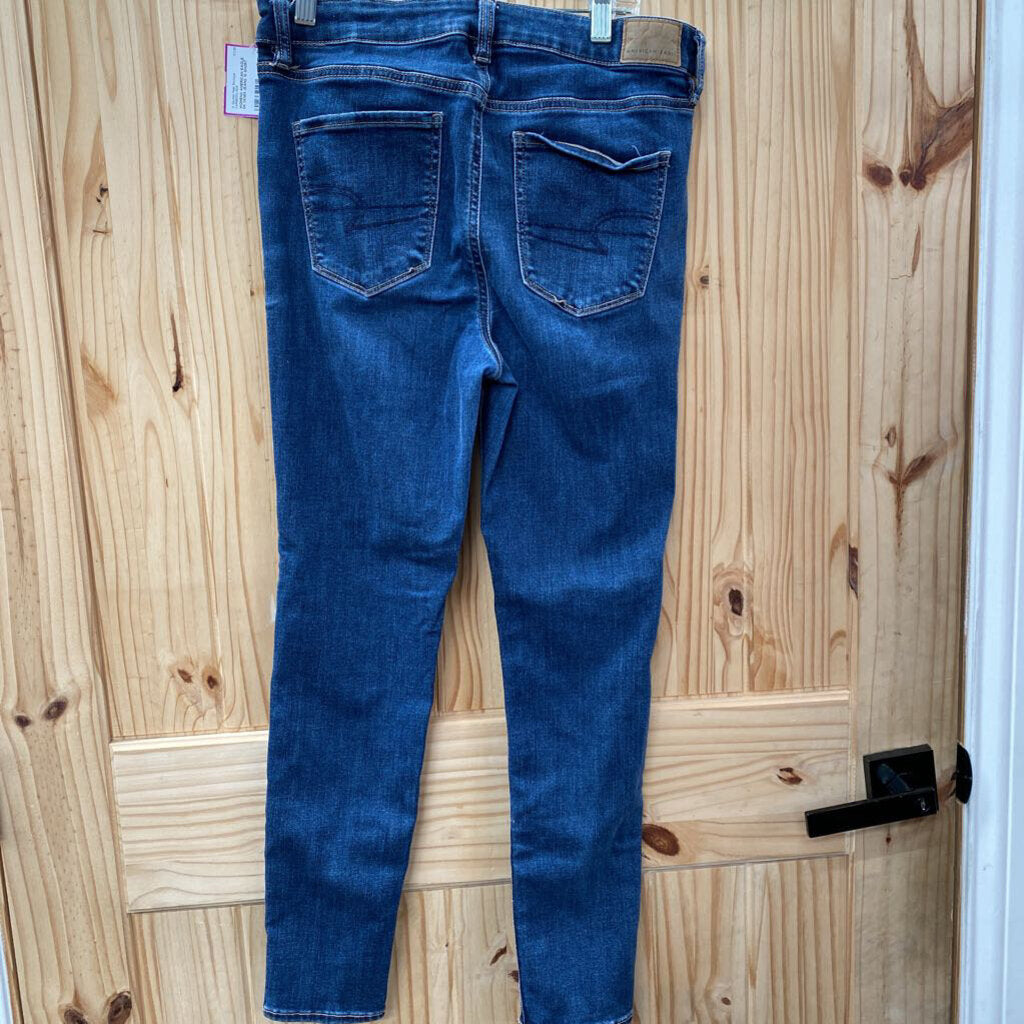 WOMENS AMERICAN EAGLE DK DENIM JEANS 10 SHORT