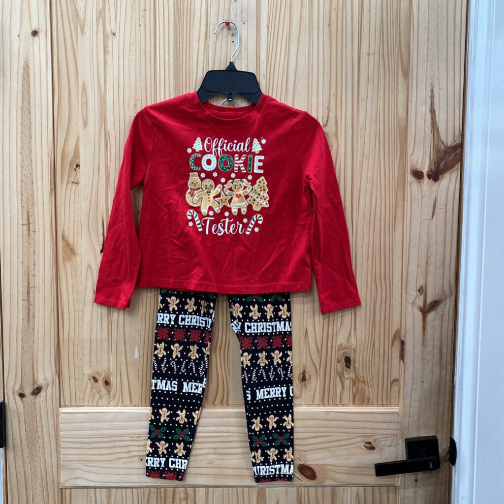 GIRLS HOLIDAY TIME 2PC SET RED/BLK CHRISTMAS THEME S 6/6X