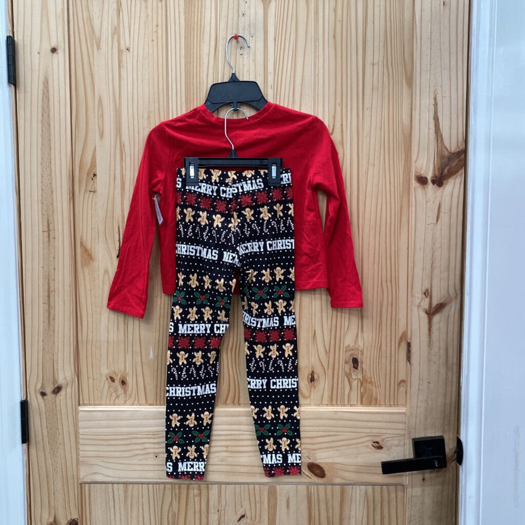 GIRLS HOLIDAY TIME 2PC SET RED/BLK CHRISTMAS THEME S 6/6X
