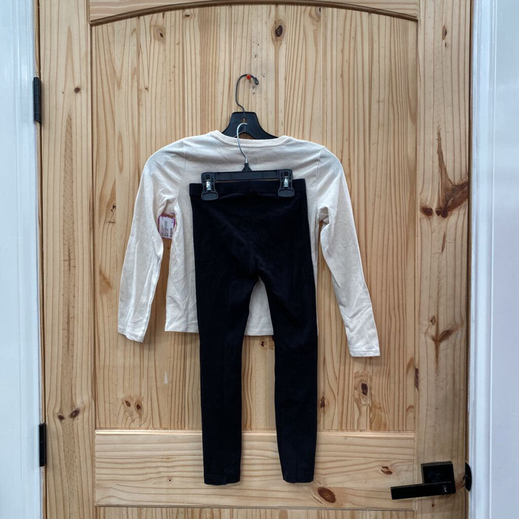 GIRLS WONDER NATION 2PC SET BLK/TAUPE W/KITTEN MERRY S 6/6X