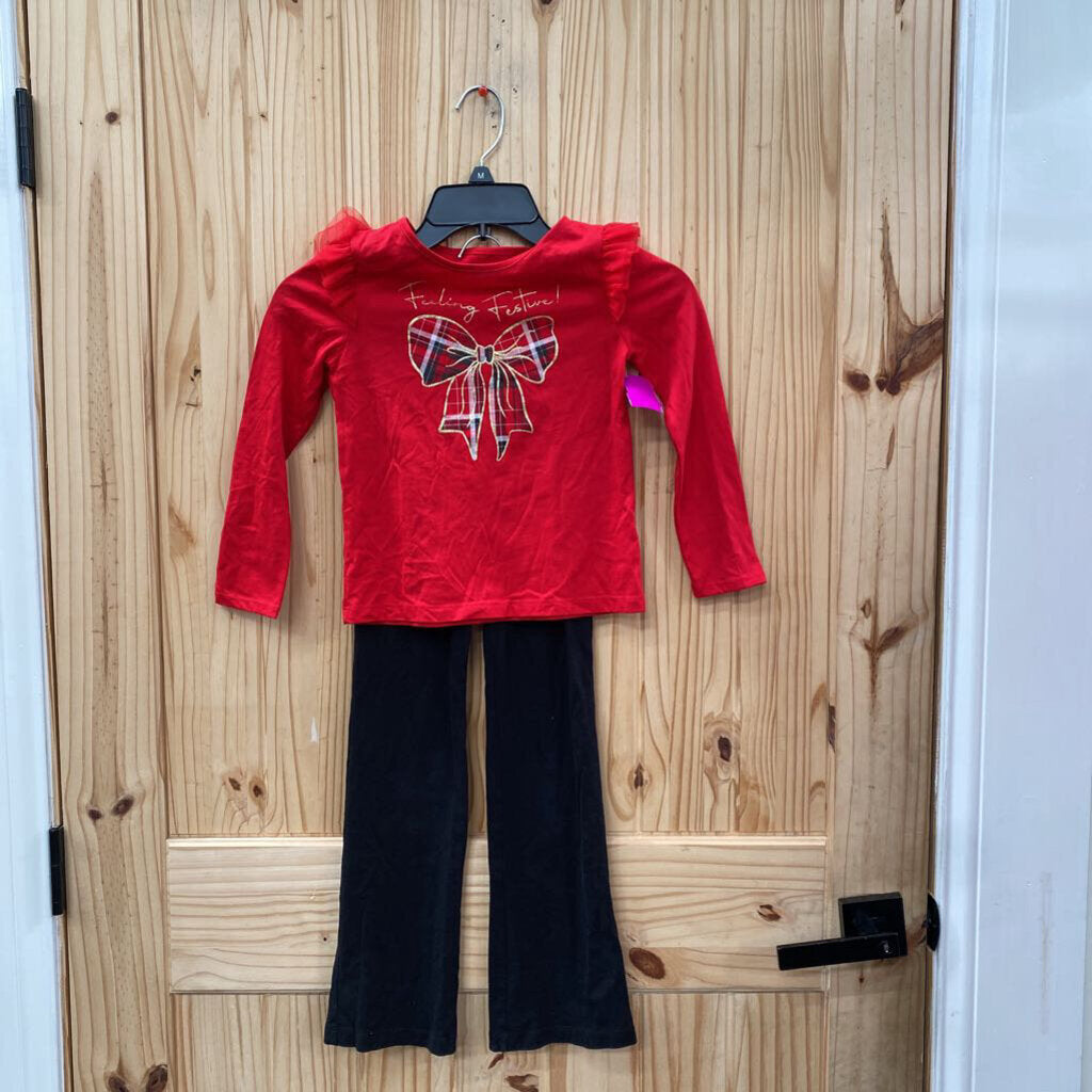 GIRLS 365 KIDS 2PC SET RED/BLK FEELING FESTIVE! 6