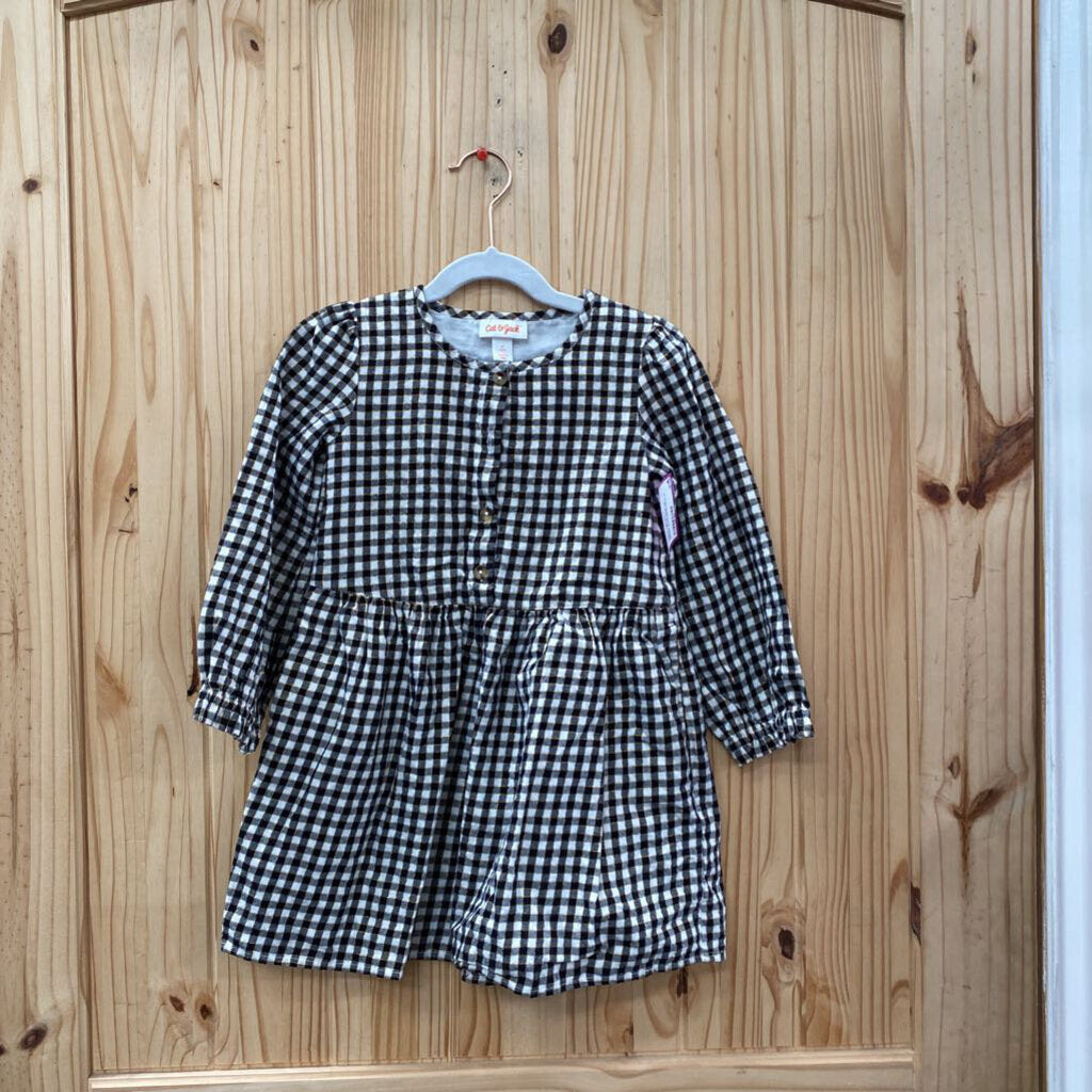 GIRLS CAT & JACK LS DRESS BLK/WHITE/GOLD 5T