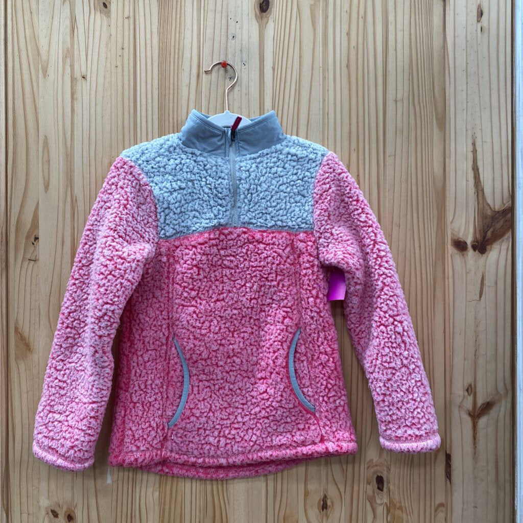 GIRLS WONDER NATION FLEECE PULLOVER PINK/LT GREY S 6/6X