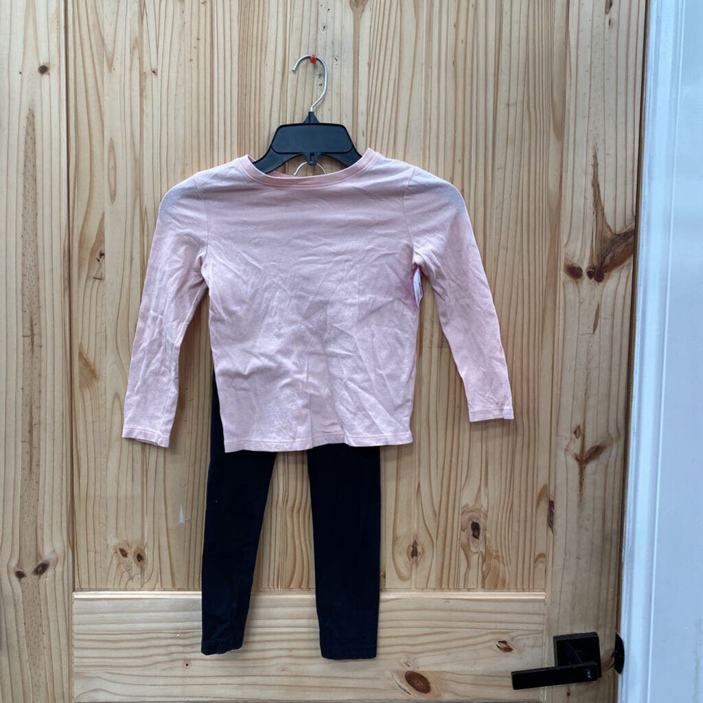 GIRLS OLD NAVY 2PC SET MAUVE/BLK 5T