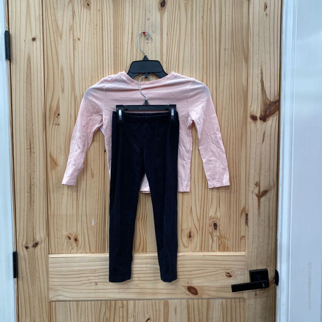 GIRLS OLD NAVY 2PC SET MAUVE/BLK 5T