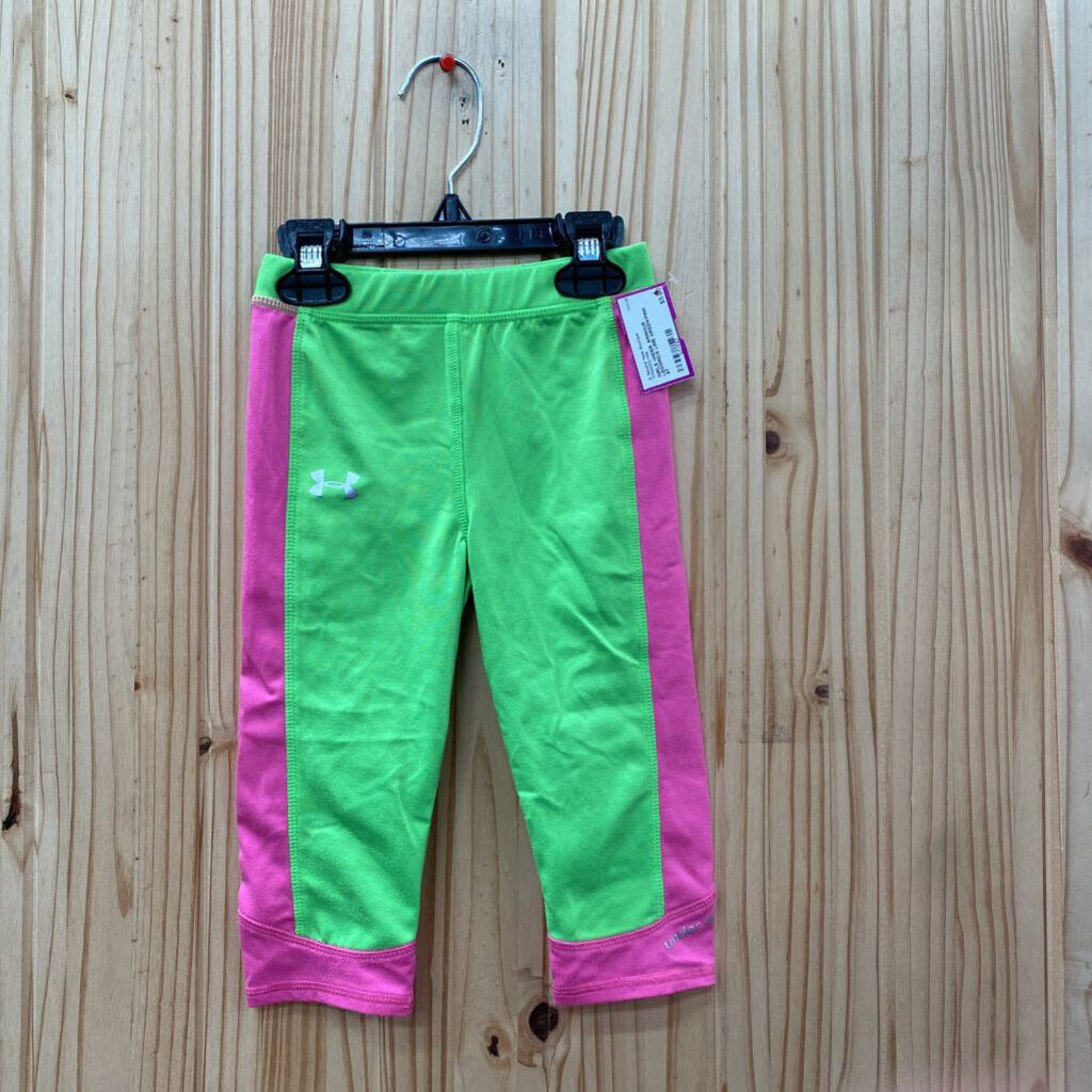 GIRLS UNDER ARMOUR LEGGINGS LIME GREEN/PINK 4T