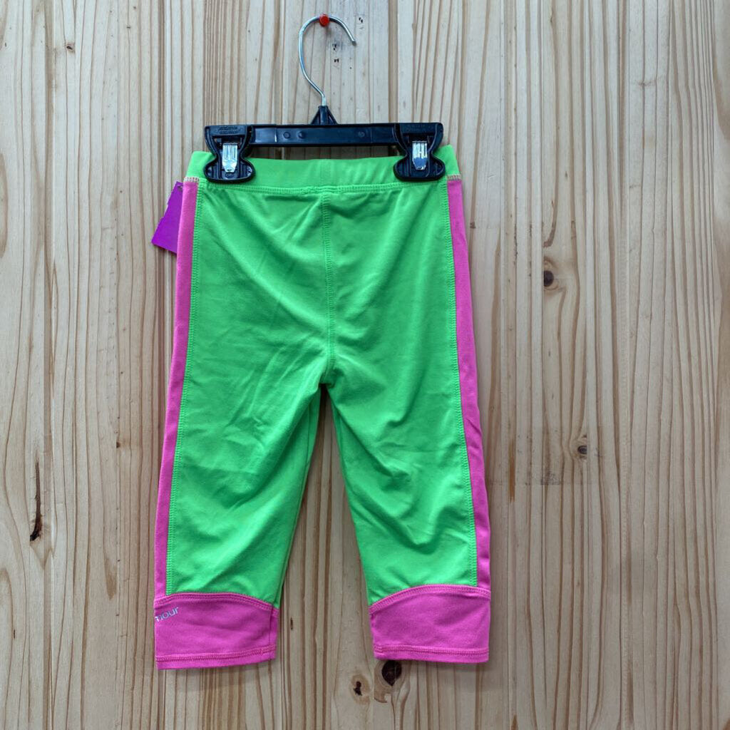 GIRLS UNDER ARMOUR LEGGINGS LIME GREEN/PINK 4T