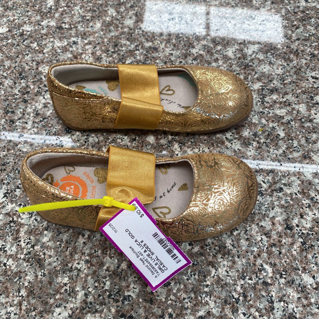 GIRLS LIVIE & LUCA GOLD CASUAL SHOES 9