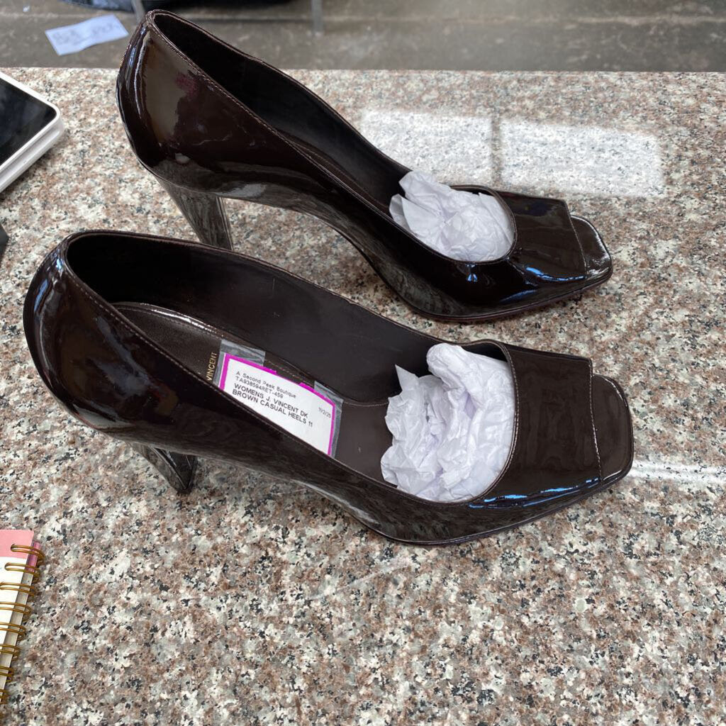 WOMENS J. VINCENT DK BROWN CASUAL HEELS 11