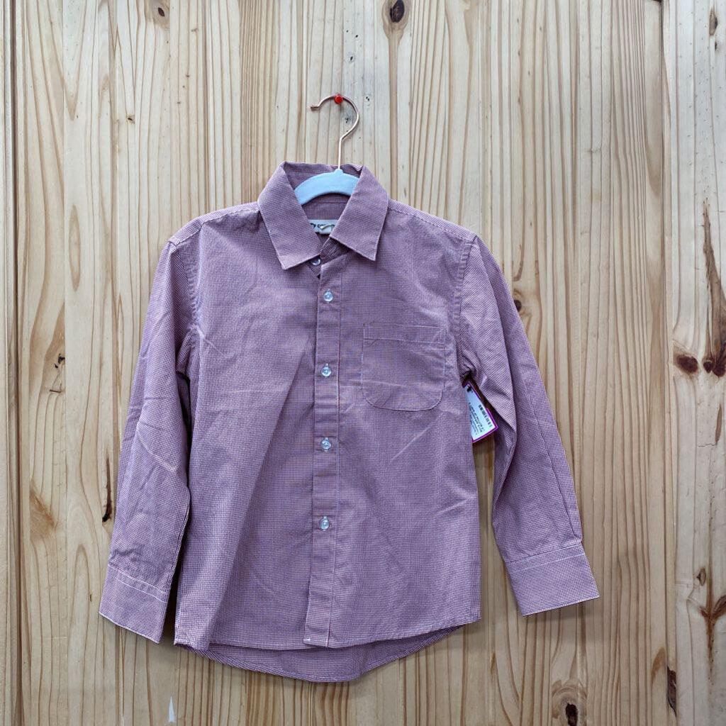 BOYS APPAMAN RED/WHITE LS BUTTON UP SHIRT 6