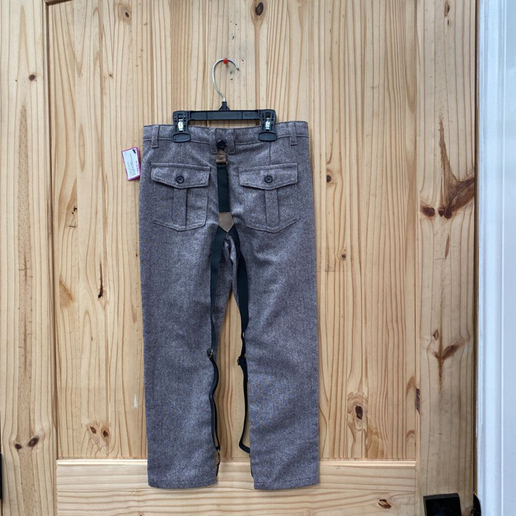 BOYS ME & HENRY SUSPENDERS BROWN/WHITE 6/7 NWT