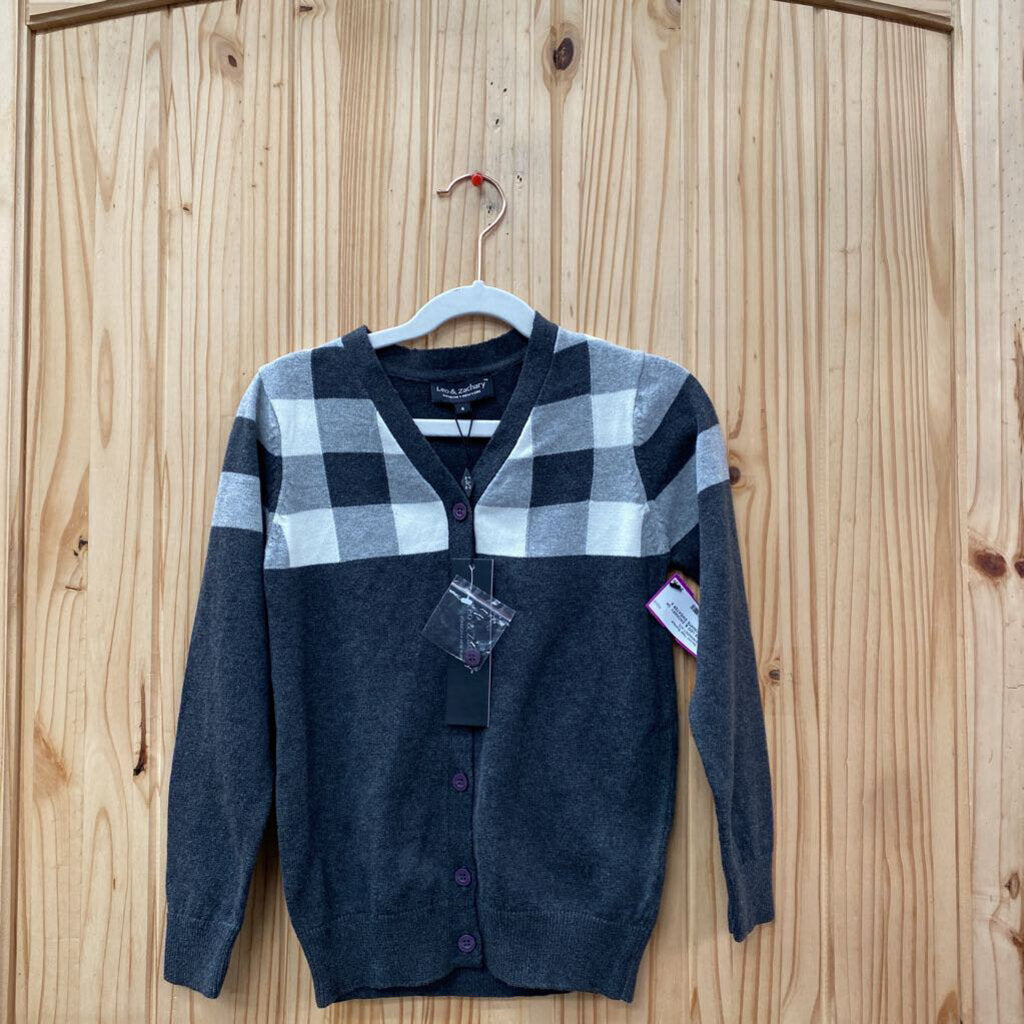 BOYS LEO & ZACHARY DK GREY/WHITE SWEATER 6 NWT