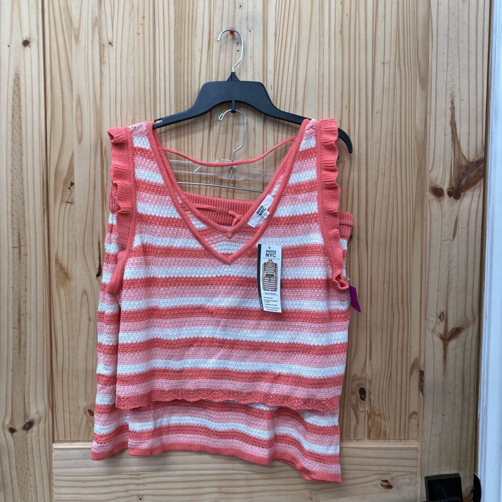 WOMENS MADDEN NYC 2PC SET PINK/WHITE/CORAL XXXL NWT