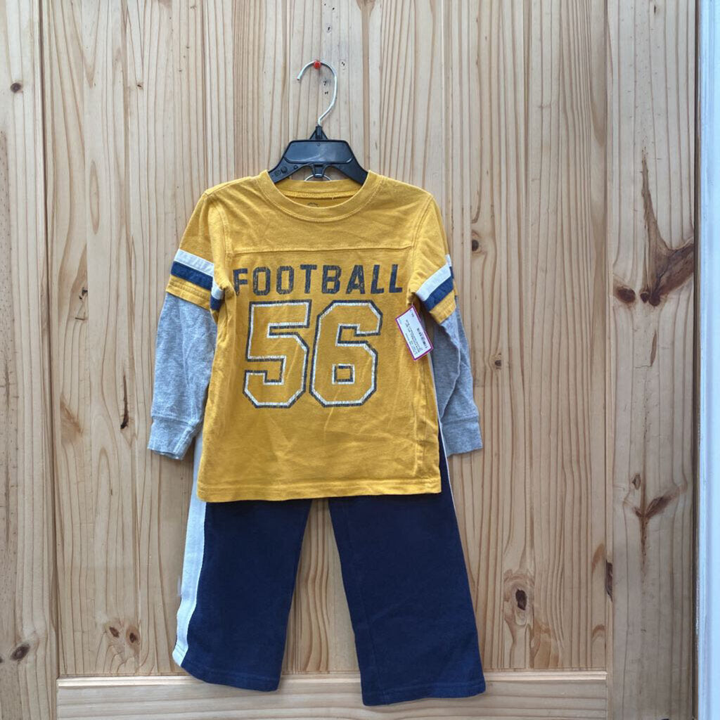 BOYS FOOTBALL 2PC SET YELLOW/WHITE/NAVY BLUE 3T