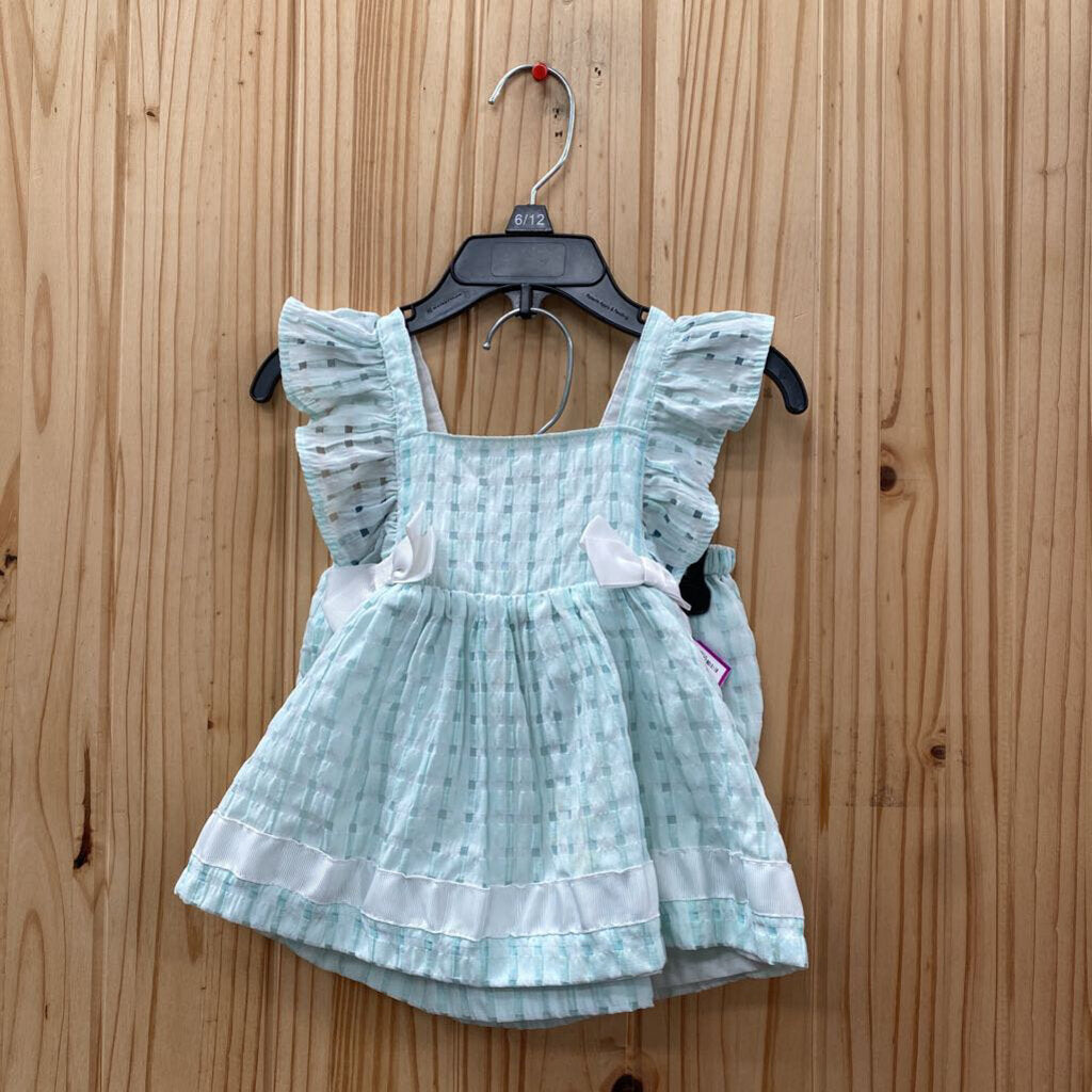 GIRLS CUPCAKES AND CASHMERE SL LT GREEN DRESS W/BLOOMERS 18M