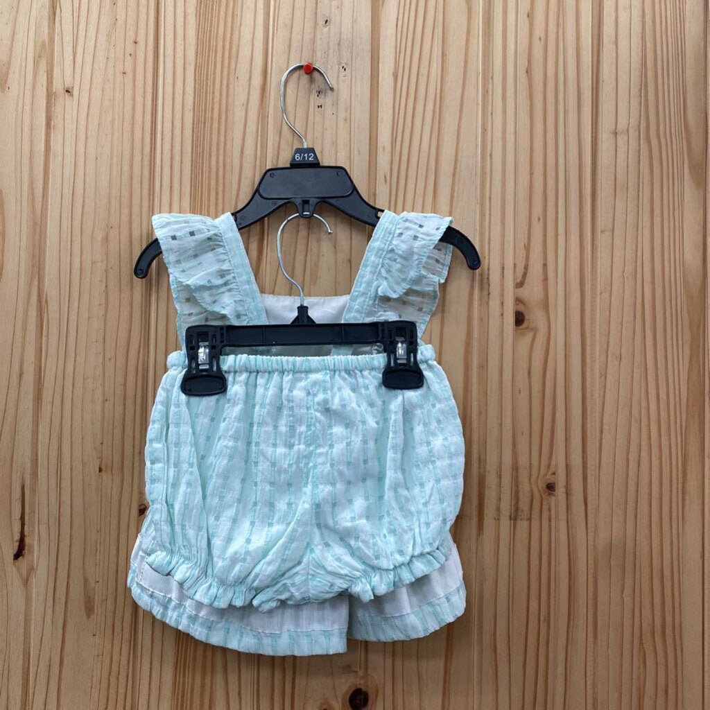 GIRLS CUPCAKES AND CASHMERE SL LT GREEN DRESS W/BLOOMERS 18M