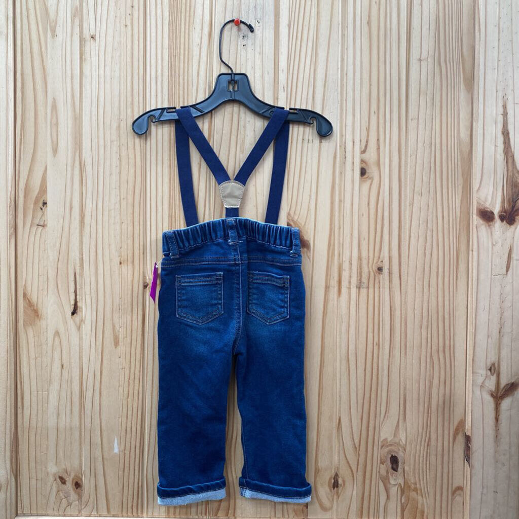 BOYS CAT & JACK DENIM SUSPENDERS 6/9M