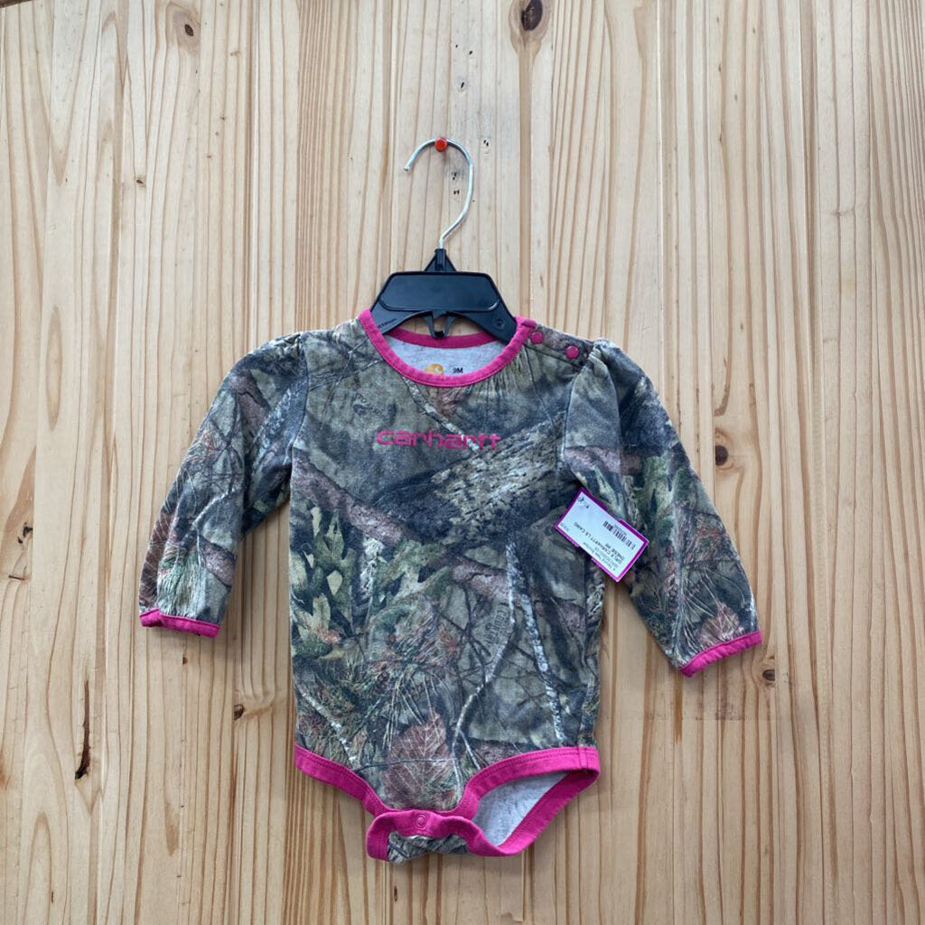 GIRLS CARHARTT LS CAMO ONESIE 9M
