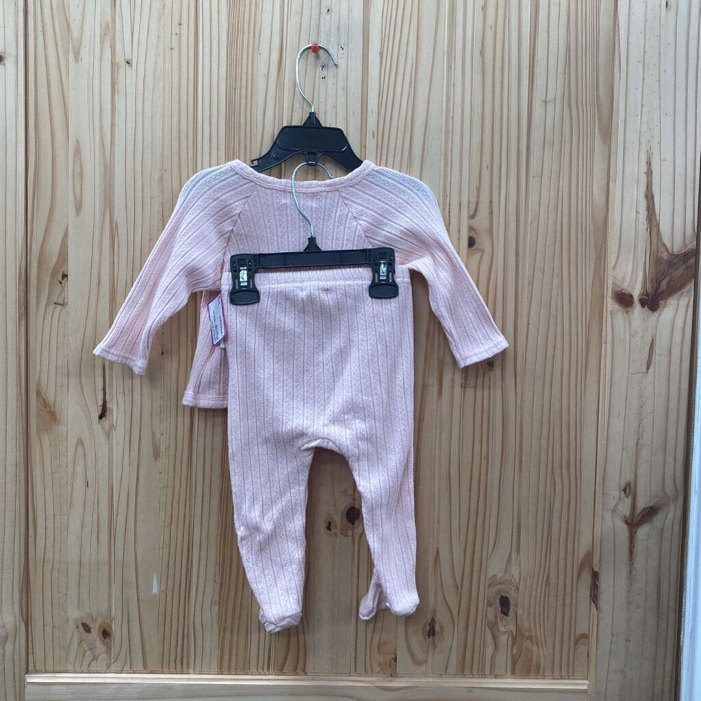 GIRLS RABBIT + BEAR 2PC LT PINK 6/9M