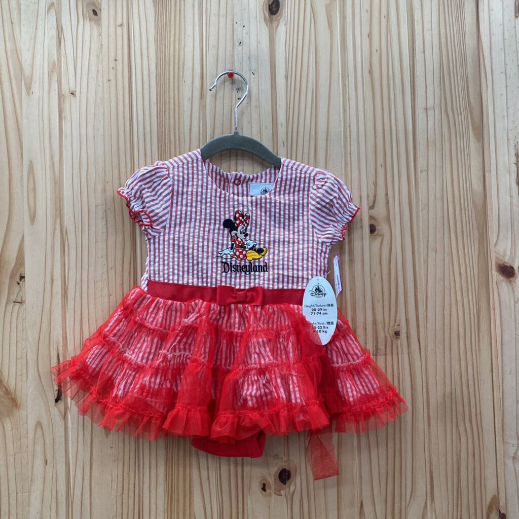 GIRLS MINNIE MOUSE DISNEYLAND RED/WHITE DRESS 12M