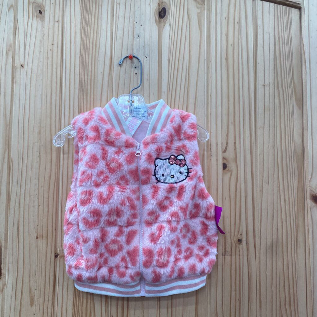 GIRLS HELLO KITTY PINK FUR VEST 4T