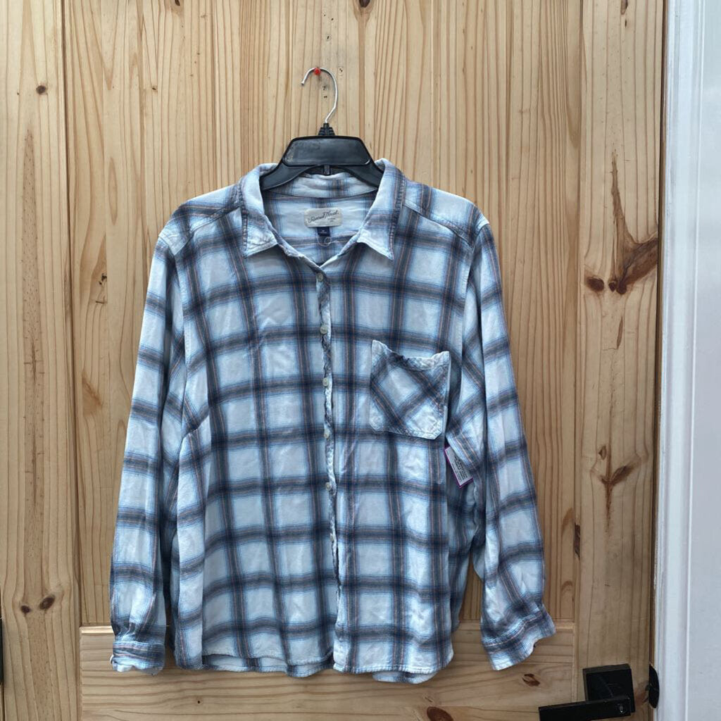 WOMENS UNIVERSAL THREAD LS PLAID SHIRT WHITE/ORANGE 3X