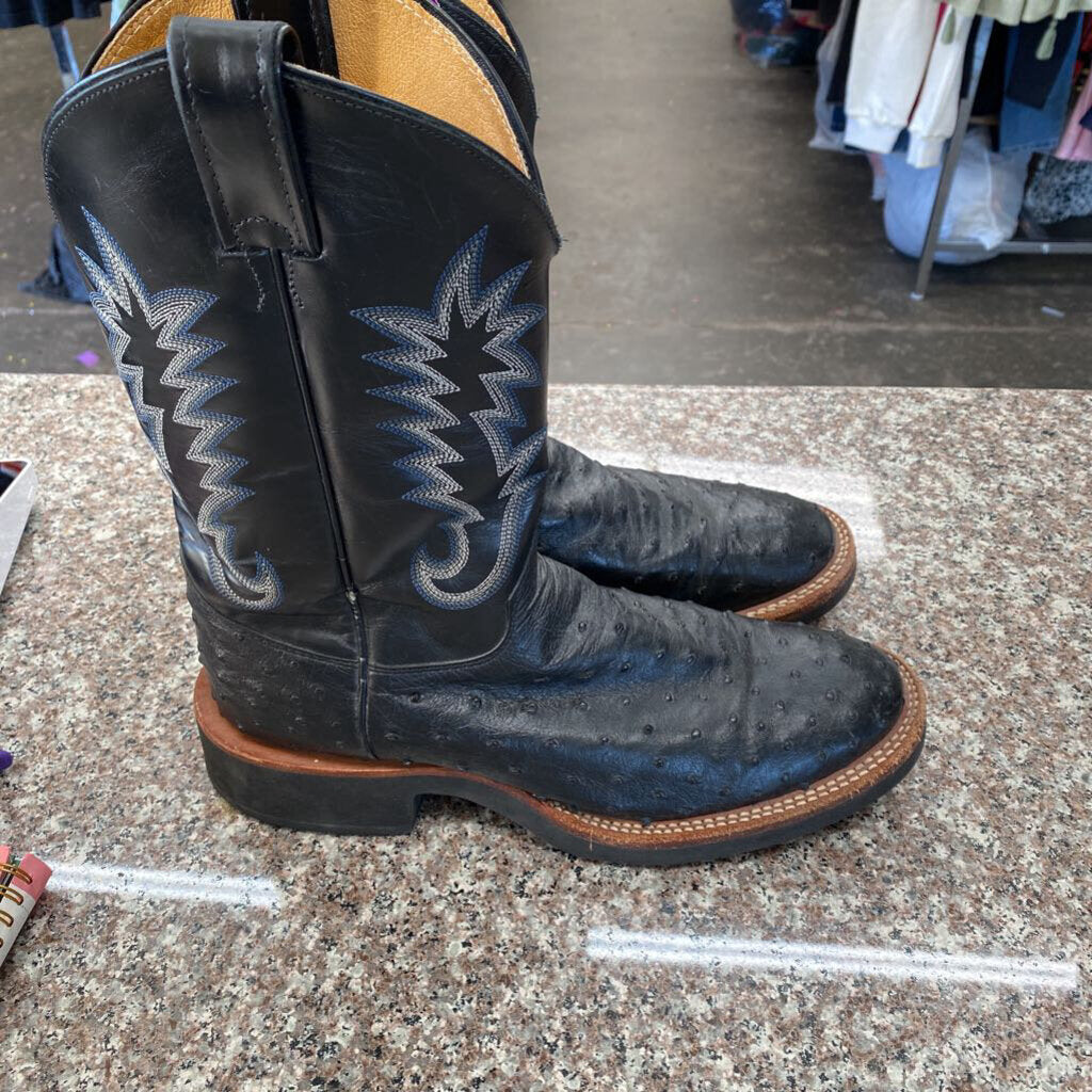 MENS JUSTIN BLACK BOOTS 8 1/2