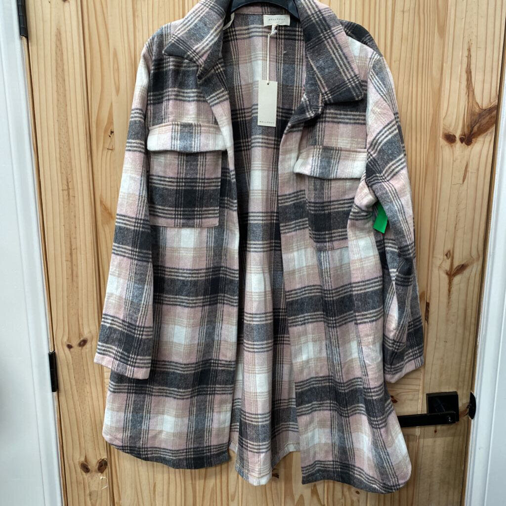 WOMENS MELLODAY LS FLANNEL PLAID SHIRT TAUPE/BLK/WHITE 2X NWT