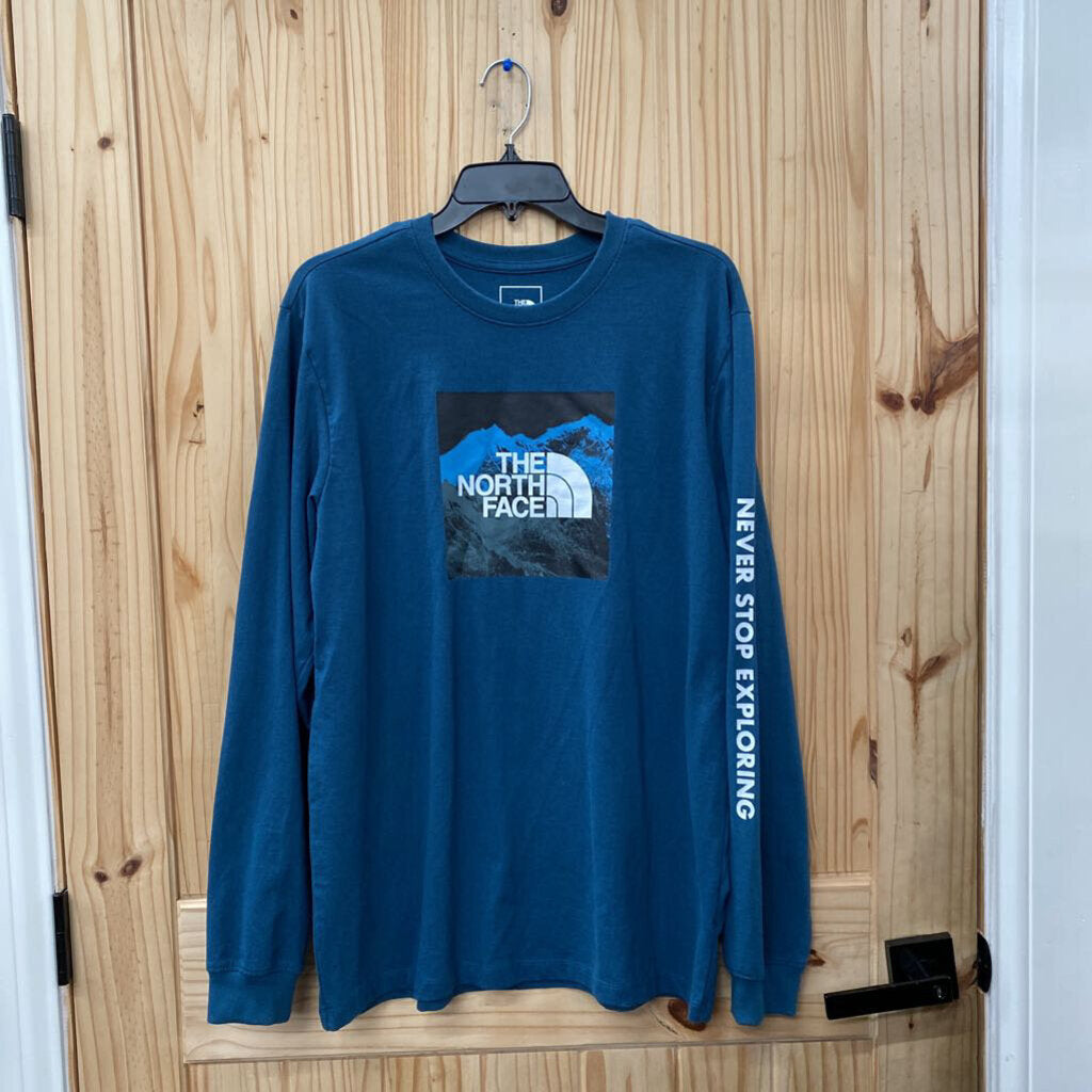 MENS THE NORTH FACE LS DK TEAL SHIRT L