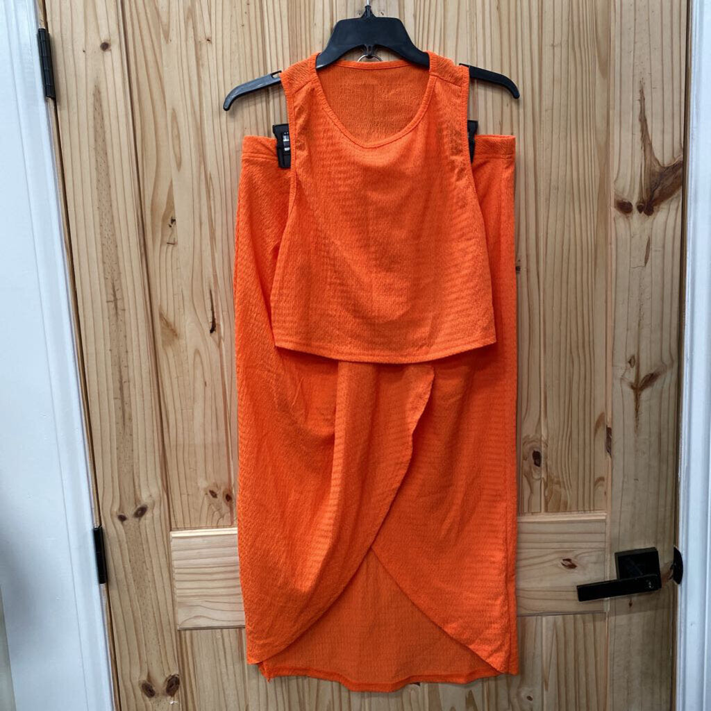 WOMENS SHEIN 2PC ORANGE SET 1X