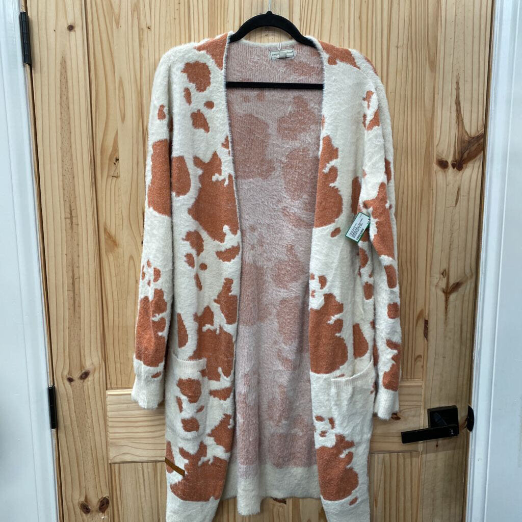 WOMENS SIMPLY SOUTHERN SWEATER CARDIGAN MAUVE/IVORY XL NWT