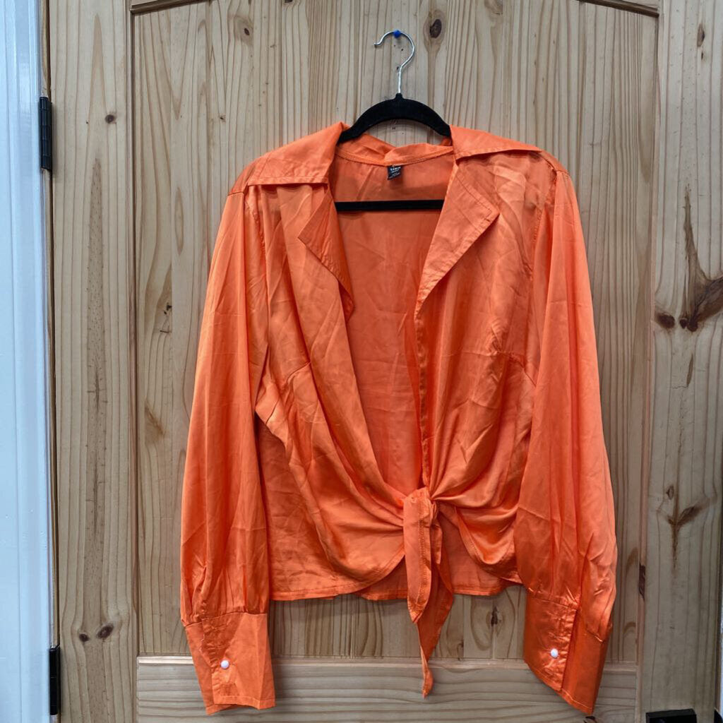 WOMENS SHEIN ORANGE SILK CASUAL TOP 3X