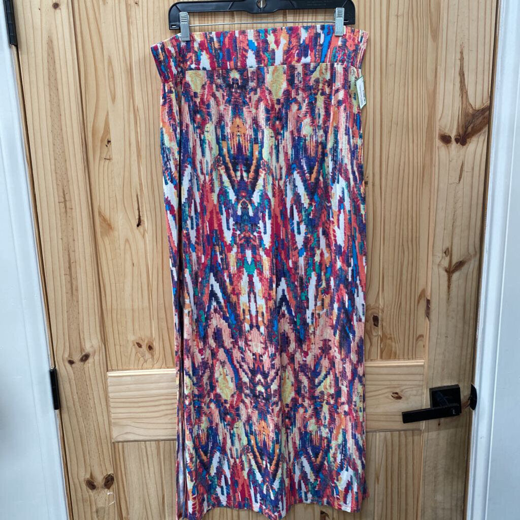 WOMENS CASUAL SKIRT CORAL/IVORY/TURQUOISE L