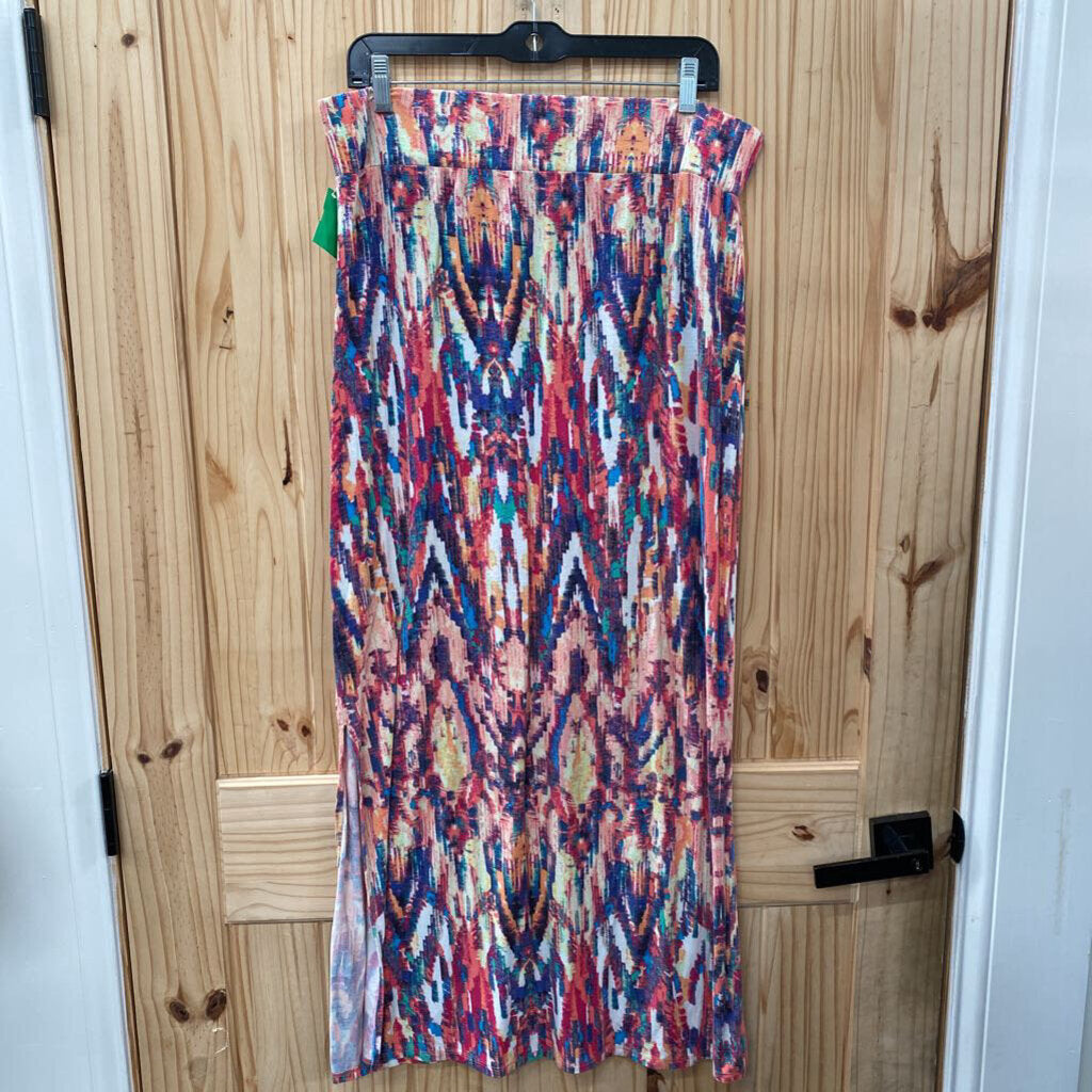 WOMENS CASUAL SKIRT CORAL/IVORY/TURQUOISE L