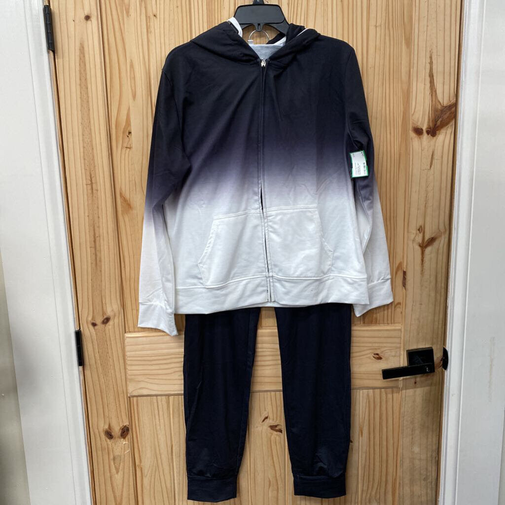 WOMENS 2PC SET BLK/WHITE XL