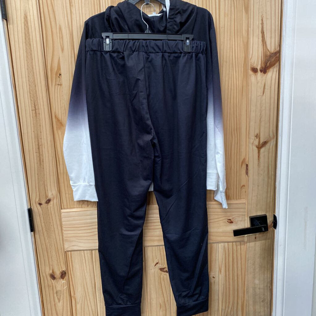WOMENS 2PC SET BLK/WHITE XL