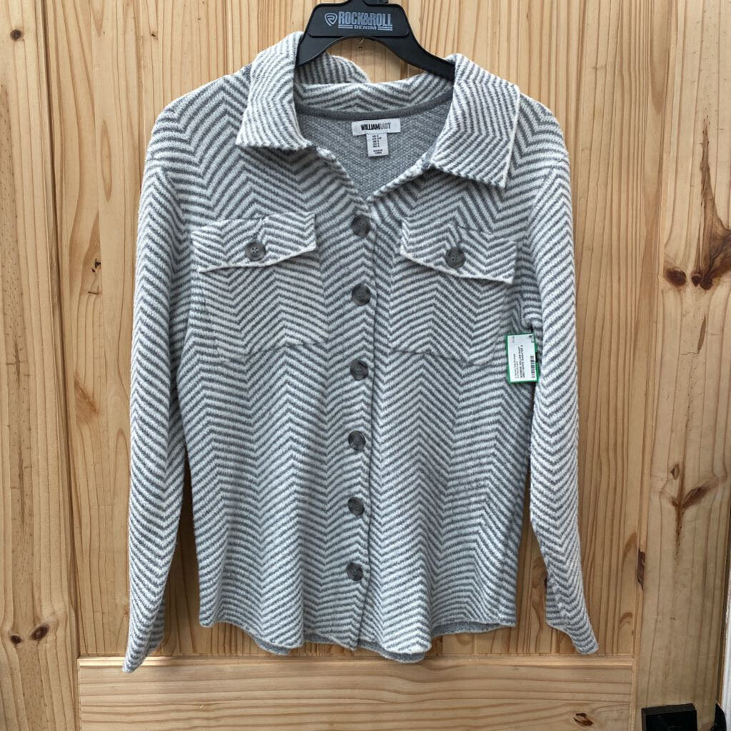 WOMENS WILLIAM RAST GREY/WHITE SWEATER S