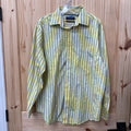 MENS ROUND TREE & YORKE YELLOW PINSTRIPE BUTTON UP SHIRT L