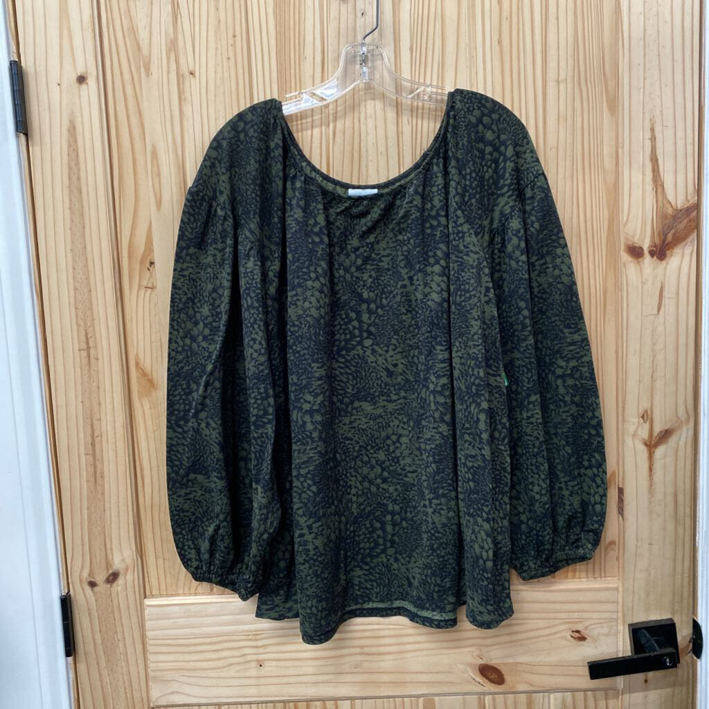 WOMENS AVA&VIV BLK/GREY CASUAL TOP 3X