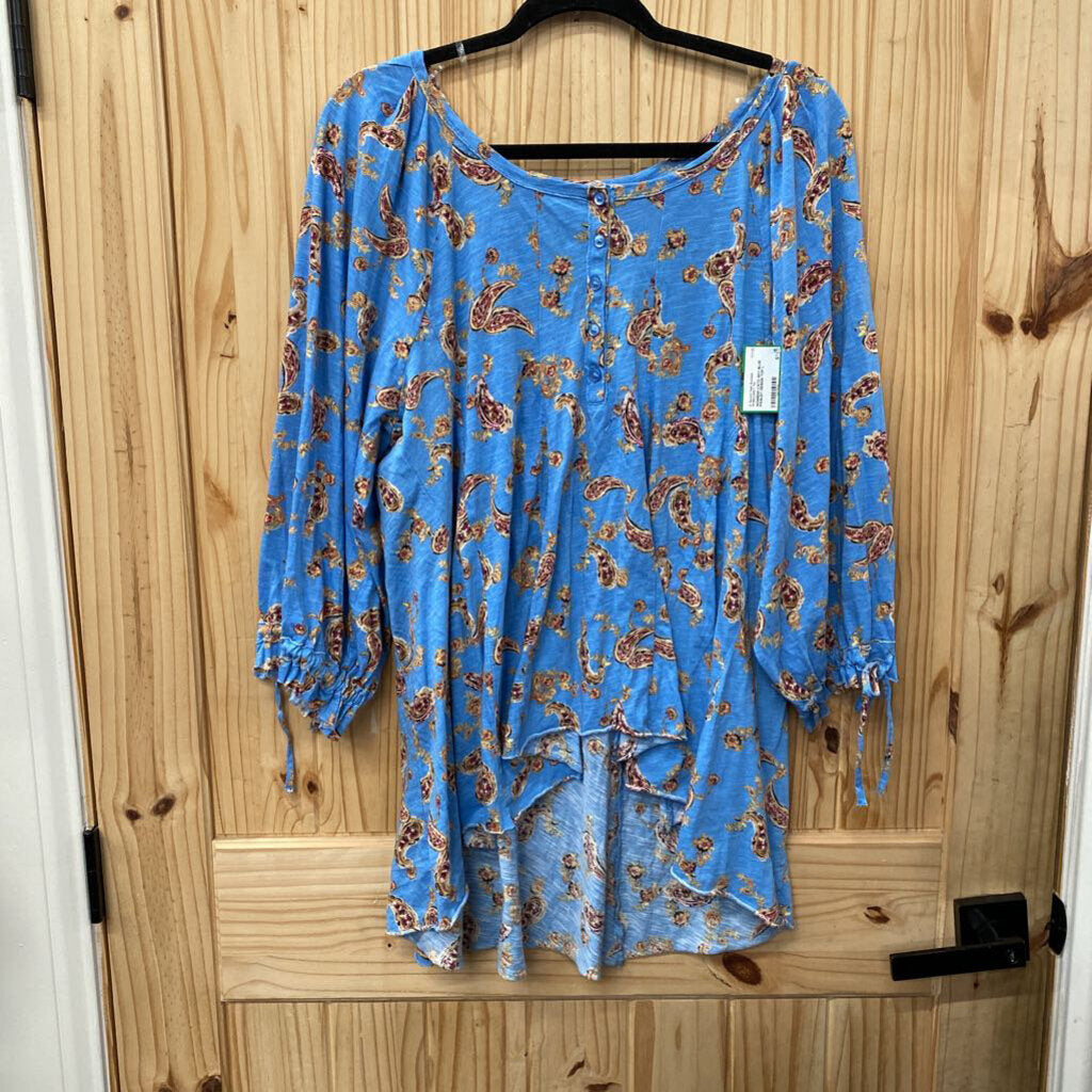 WOMENS CATO SKY BLUE PAISLEY DESIGN TOP L