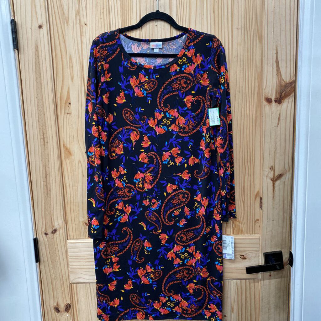 WOMENS LULAROE LS DRESS MULTI COLOR L NWT