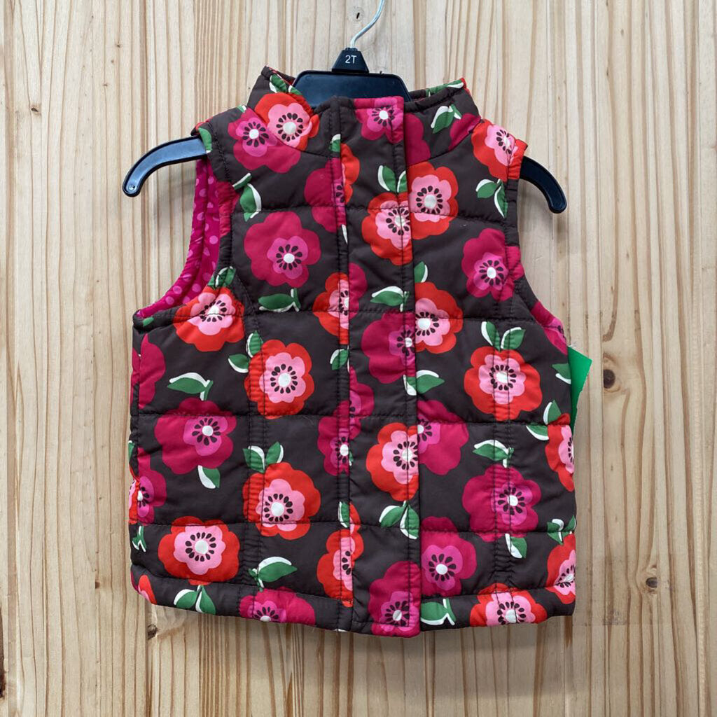 GIRLS GENUINE KIDS BROWN FLORAL SL VEST Y2K 2T