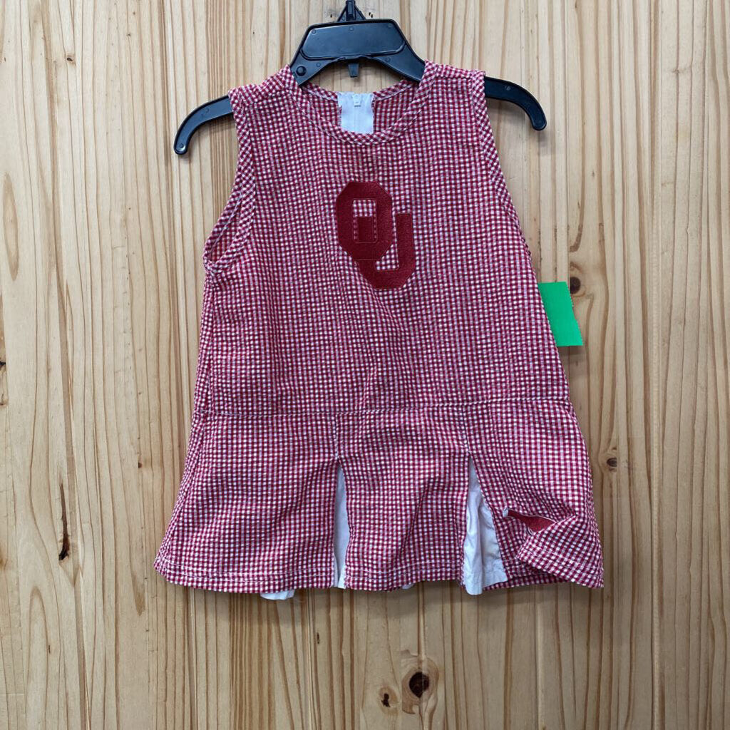 GIRLS OU DRESS SL RED/WHITE Y2K 6/9M