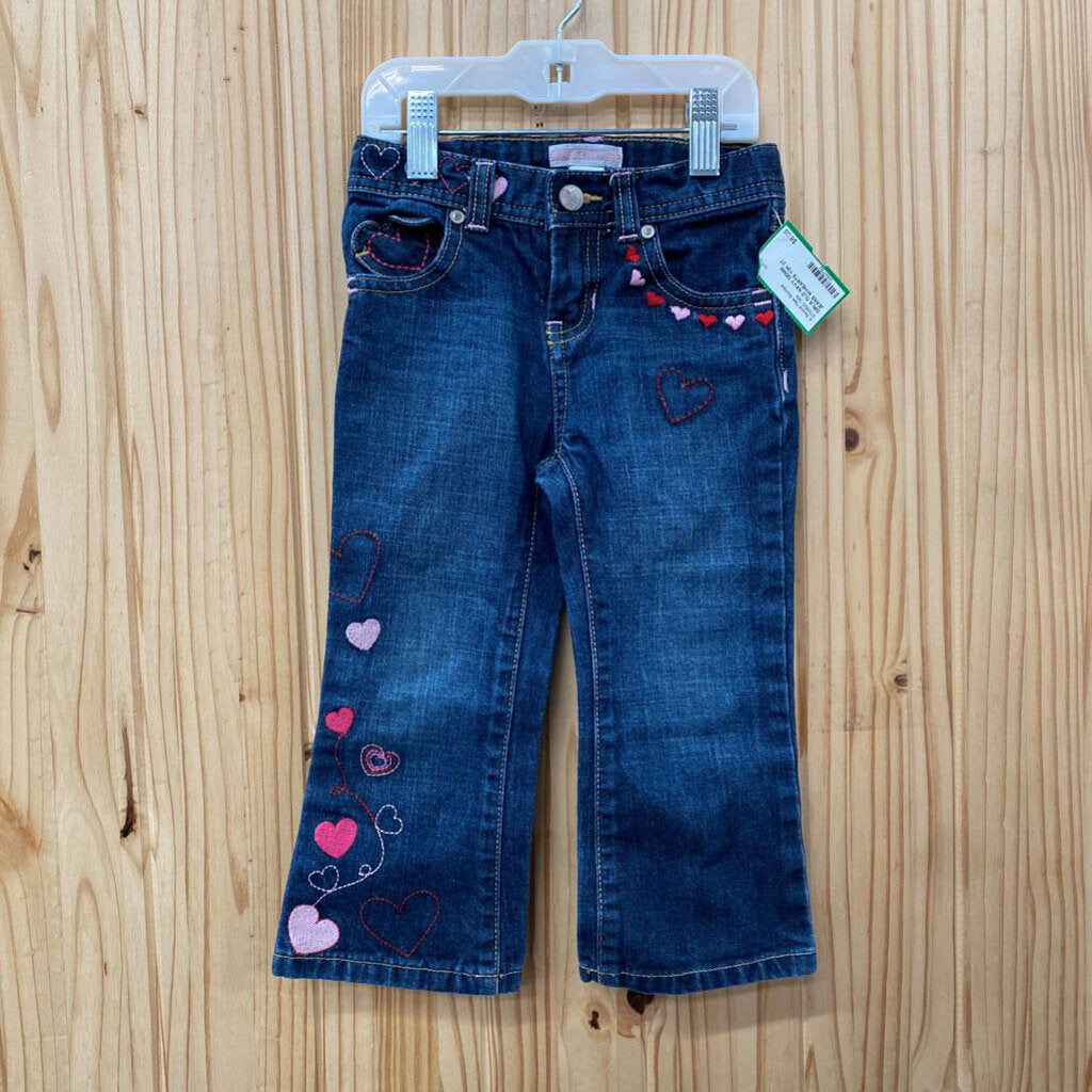 GIRLS OLD NAVY DENIM JEANS W/HEARTS Y2K 2T